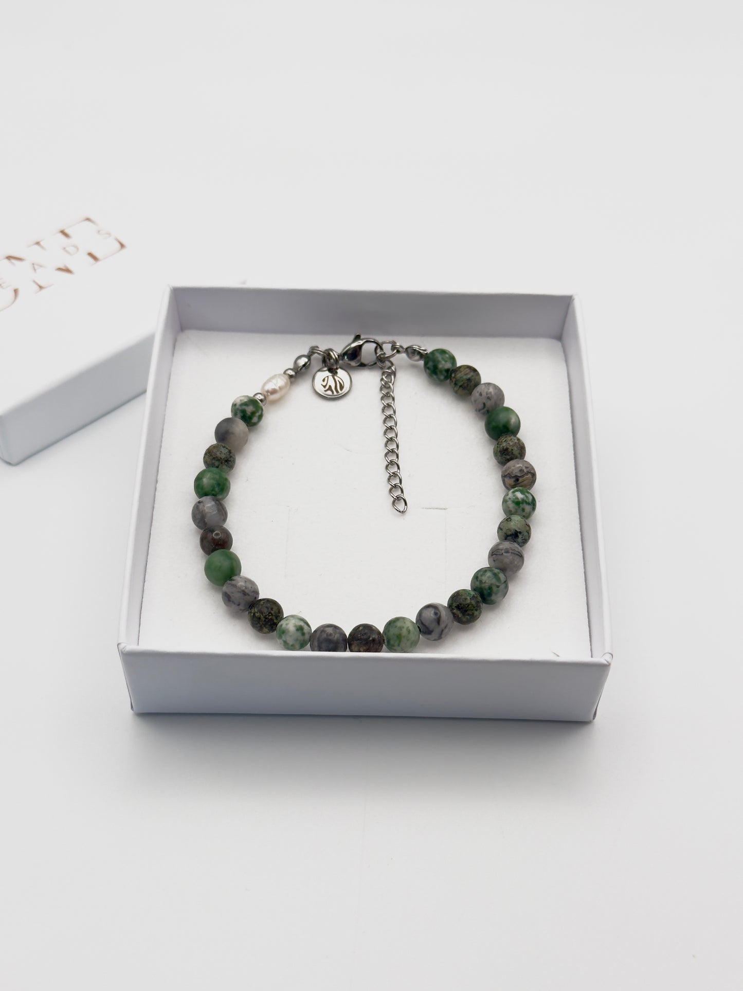 Edelsteinarmband "Baumachat" aus Baumachat und Türkis