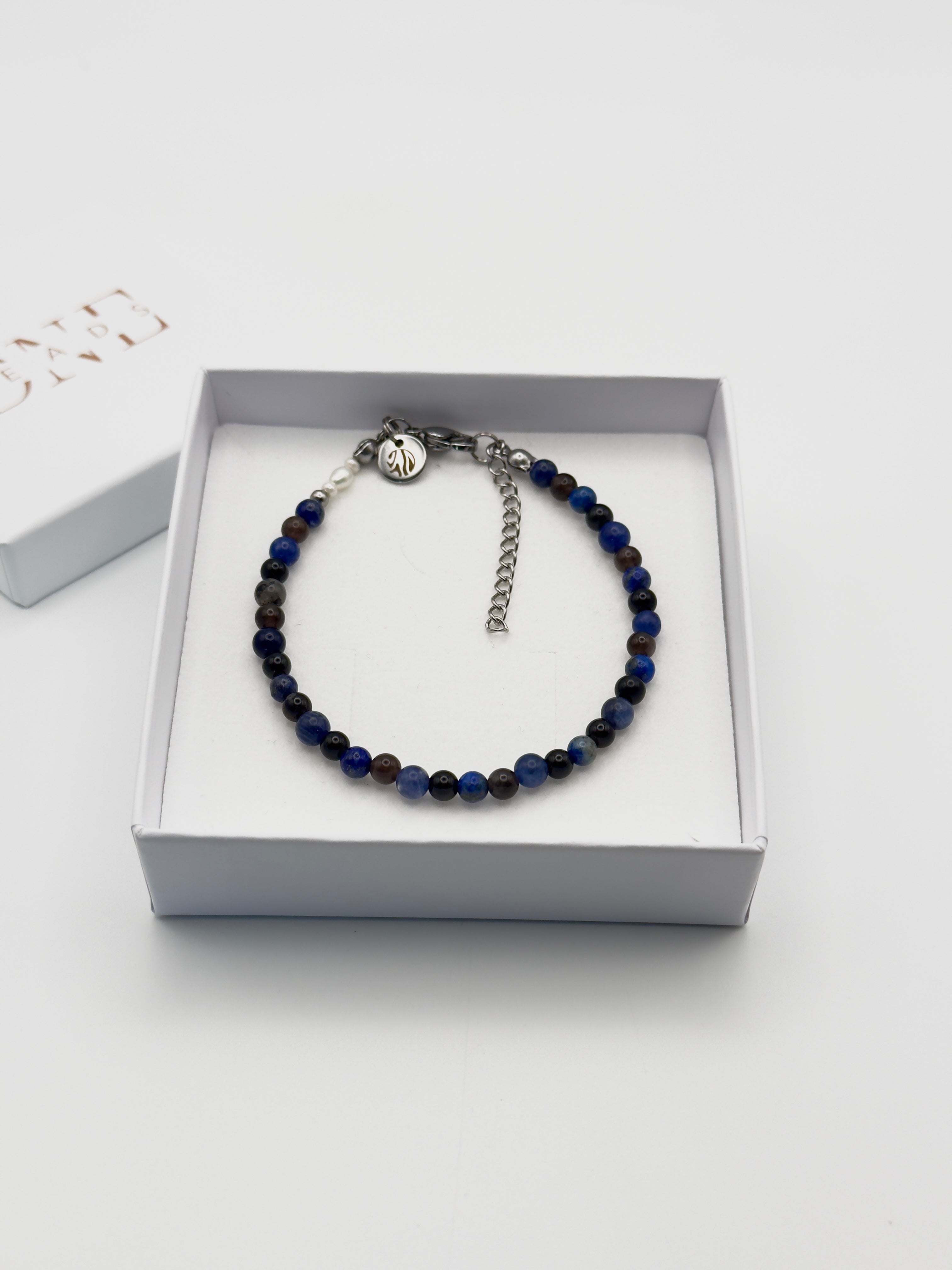 Edelsteinarmband "Lapis" aus Lapis Lazuli, Osidian und Sodalit