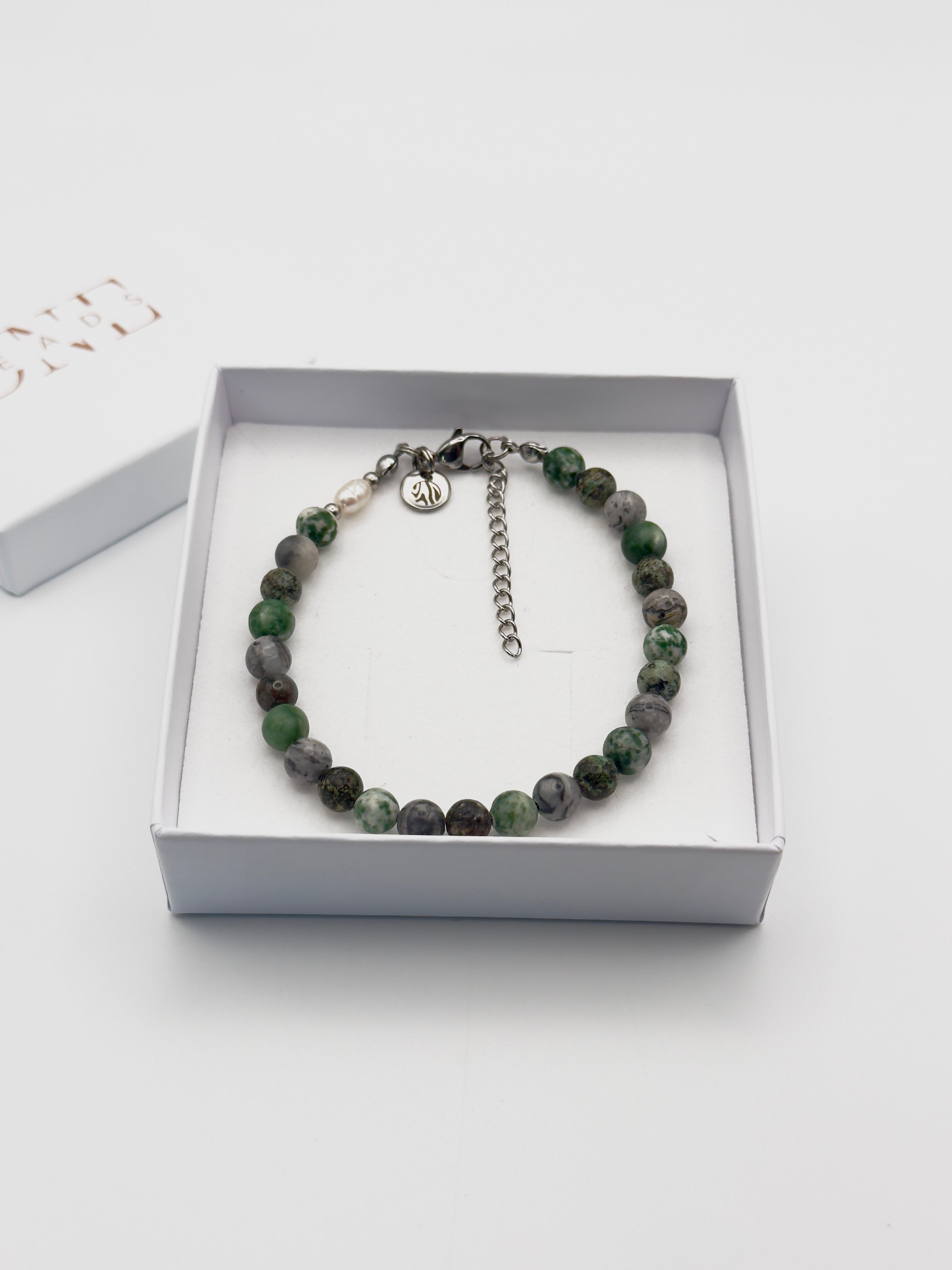 Edelsteinarmband "Baumachat" aus Baumachat und Türkis