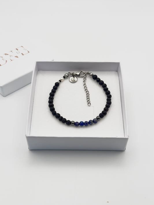 Armband "Lava Blue" aus Lavastein und LapisLazuli