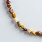 Farbe
Ein warmer Mix aus Gelb, Creme, Rotbraun und Oliv – die natürlichen Nuancen des echten Mookaits ergeben eine harmonische, sanft erdige Farbpalette mit moderner Ausstrahlung.